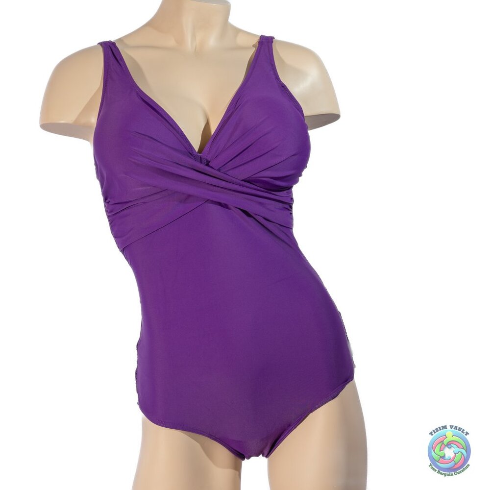💜 "Purple Majesty Swim" - Elegant Twist-Front One-Piece Swimsuit 💜